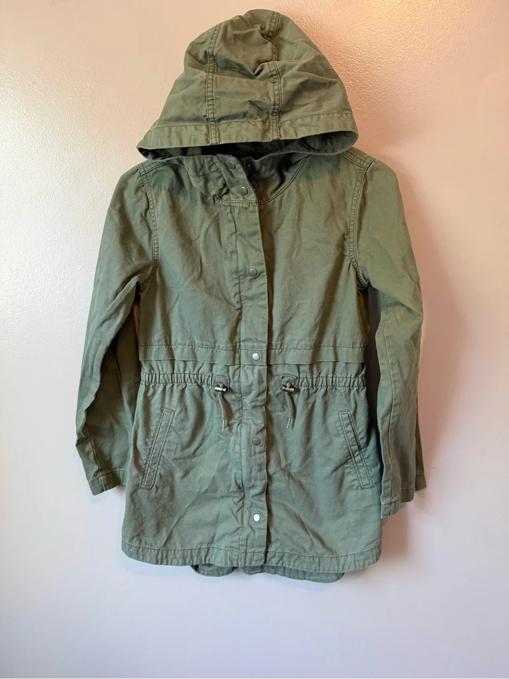 Old Navy Olive Hooded Drawstring Jacket Size 14